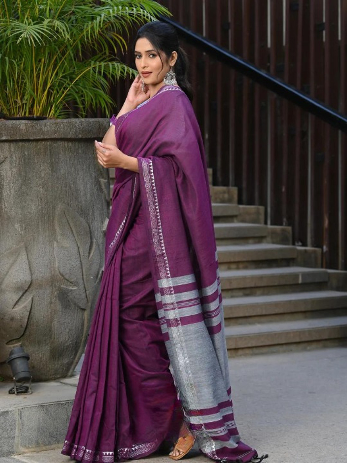 Image of DHRITIS SAREE Woven Handloom Cotton Blend Saree