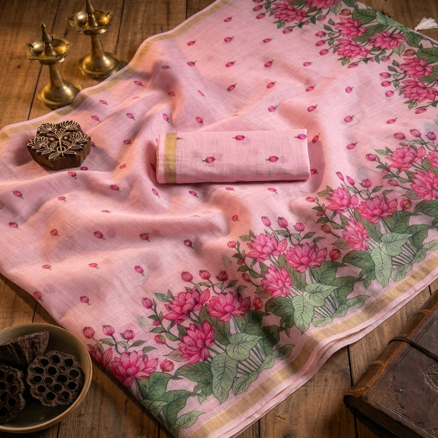 Image of KASTURI Printed Bollywood Linen Saree