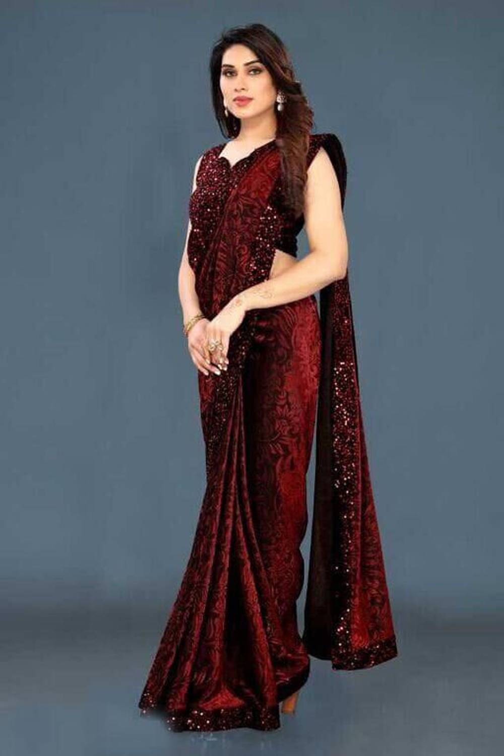 clothesy Embellished Bollywood Lycra Blend Saree