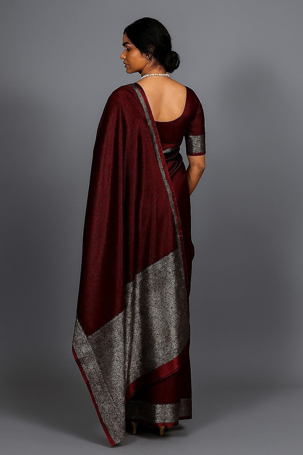 Image of KATHLA Printed Banarasi Satin Saree