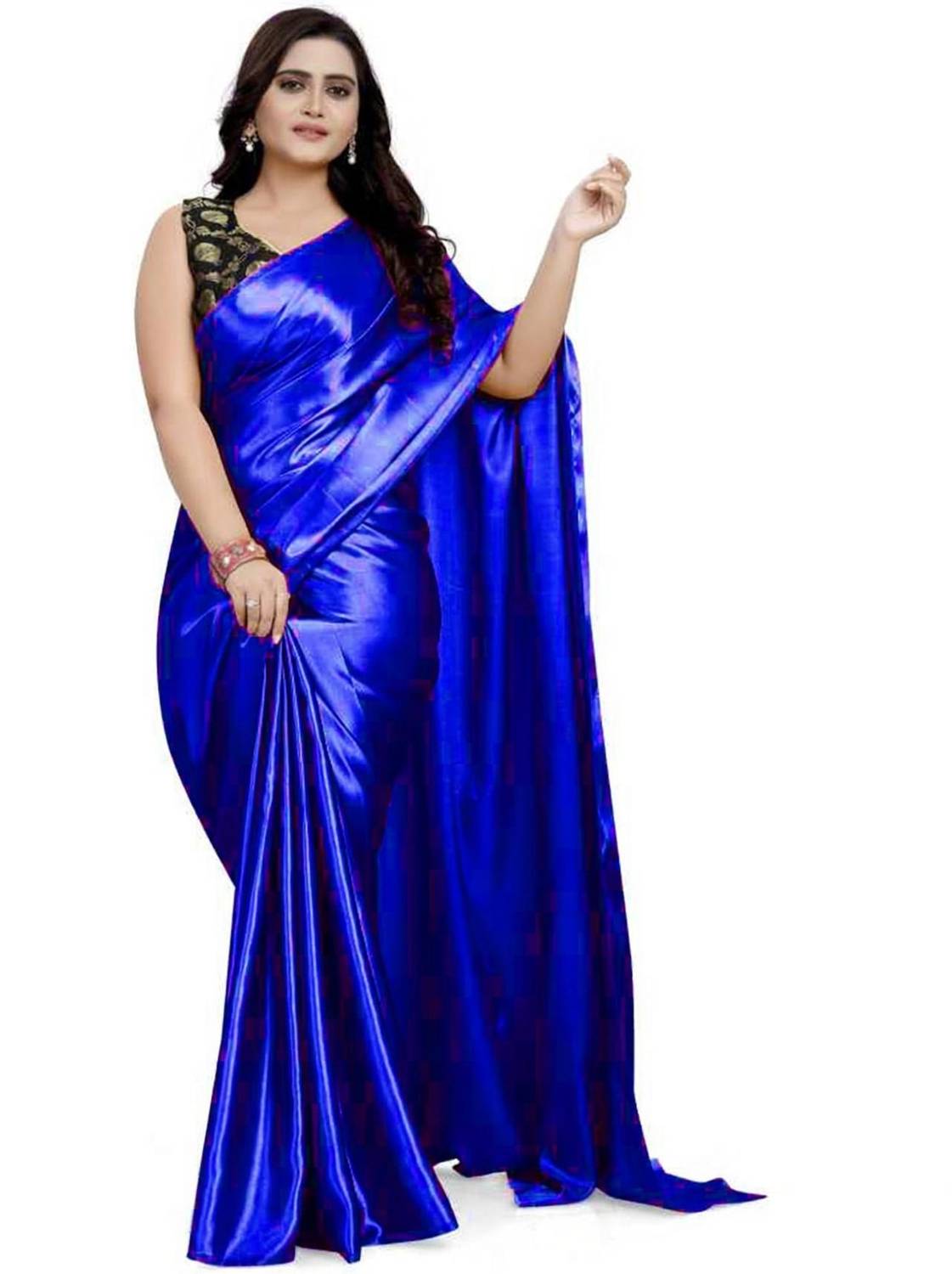 AmbeSilkMill Solid/Plain Narayanpet Silk Blend Saree