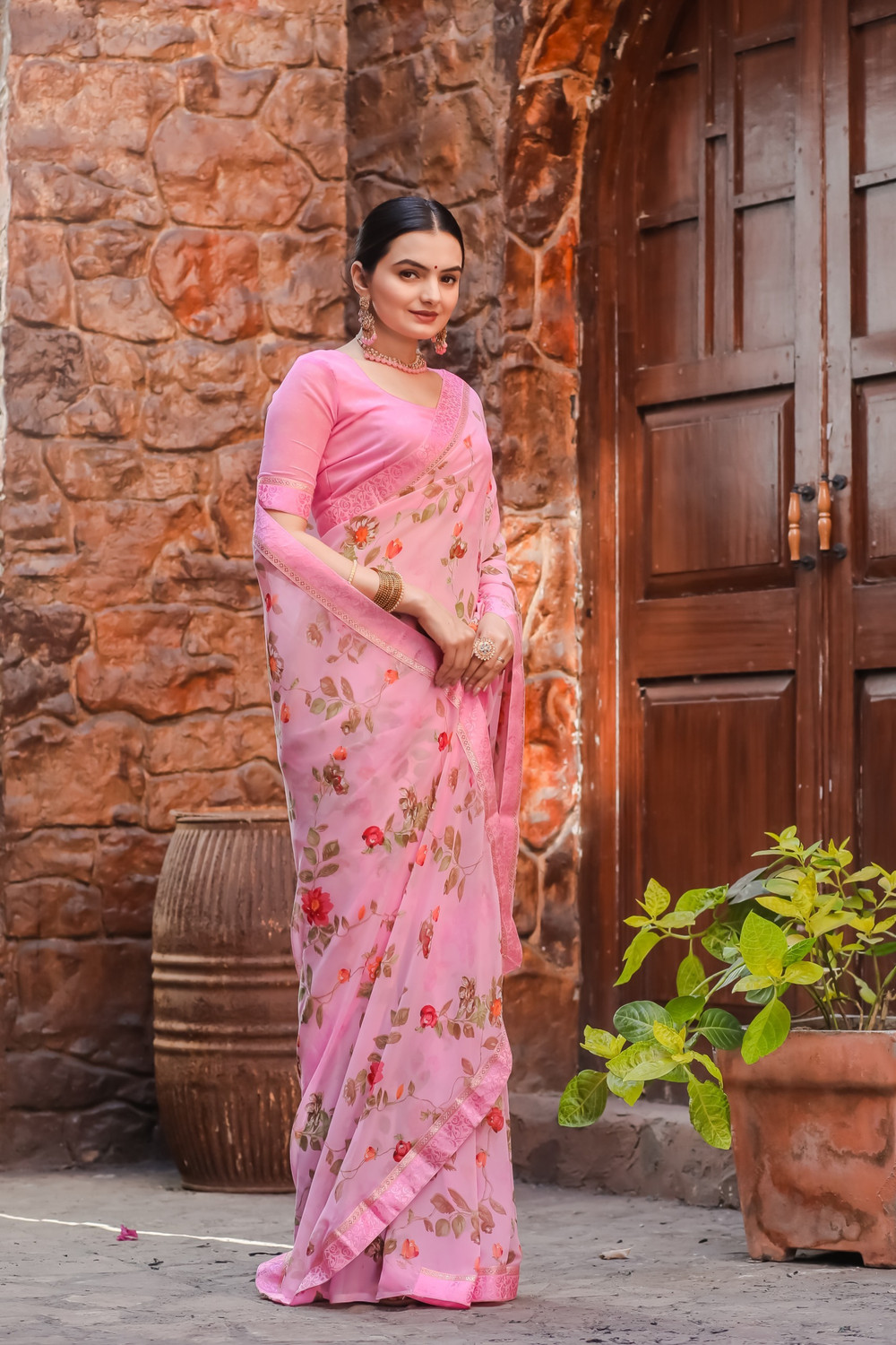 Image of bhavika silk mills Printed Daily Wear Georgette Saree