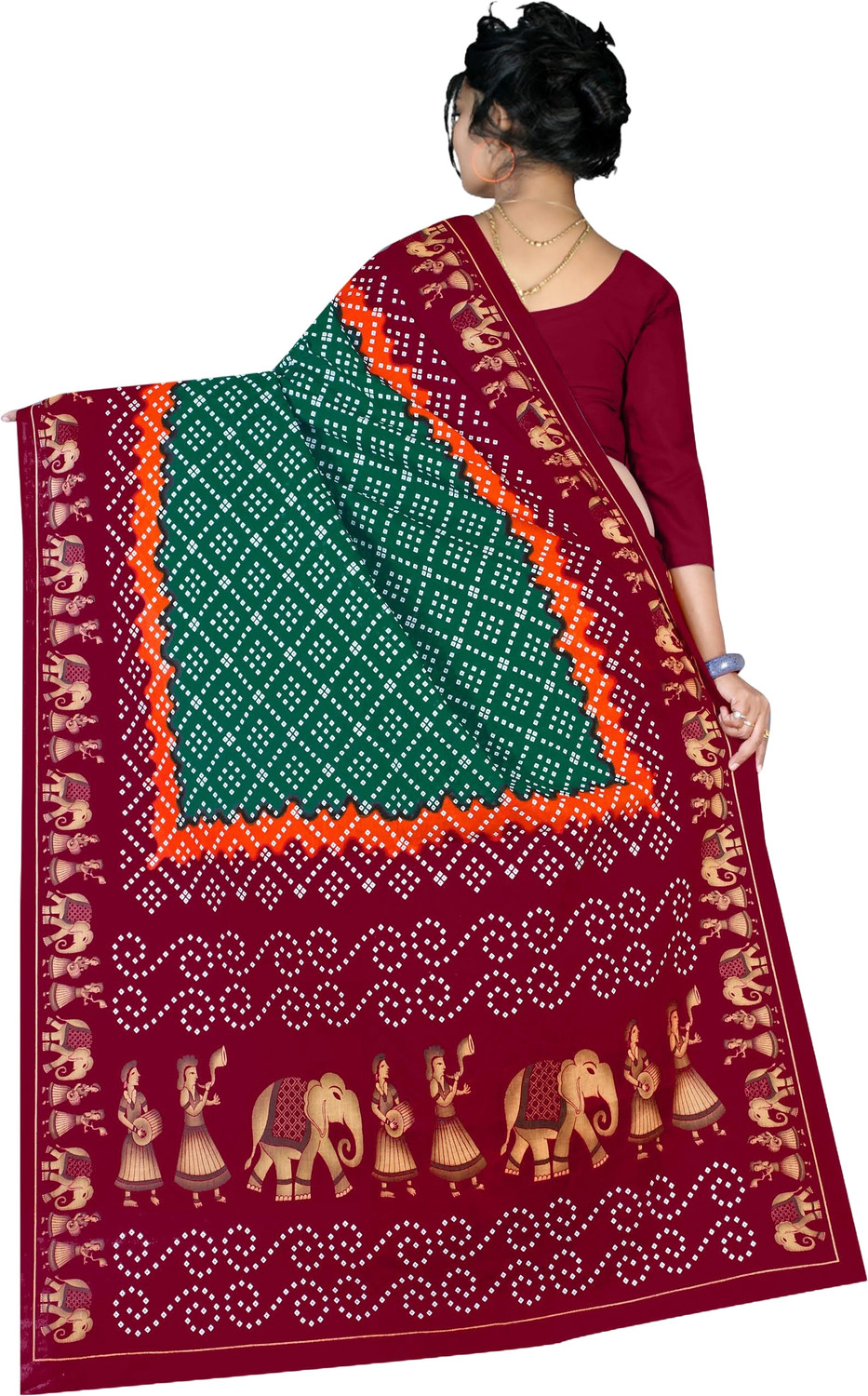 Image of ARTFULTHREADS Printed, Graphic Print Sambalpuri Pure Cotton Saree