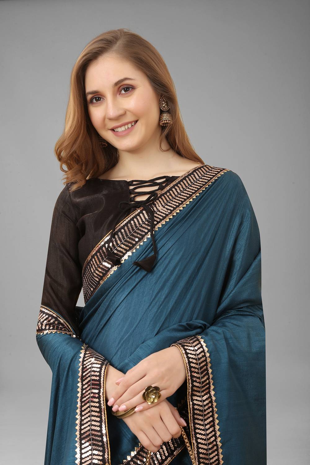 3Buddy Fashion Embroidered, Solid/Plain Assam Silk Art Silk Saree