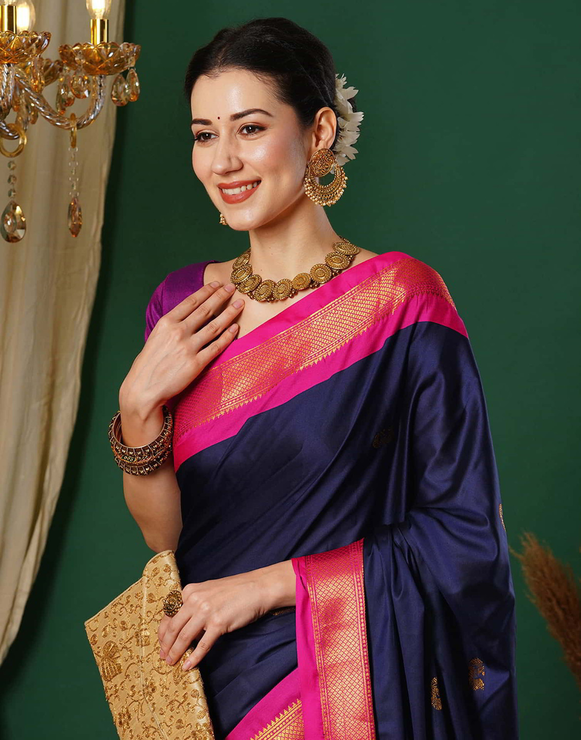 Image of WINKLECART Woven, Self Design Ikkat Cotton Silk Saree