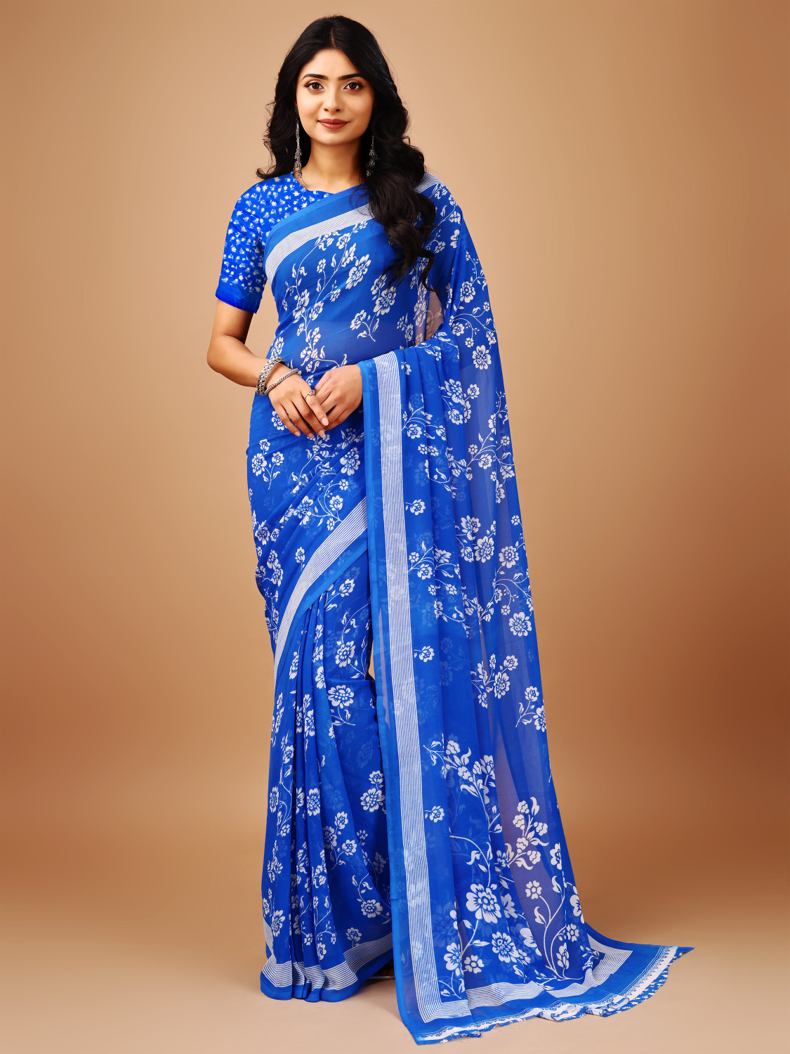 Image of Leelavati Printed Daily Wear Chiffon Saree