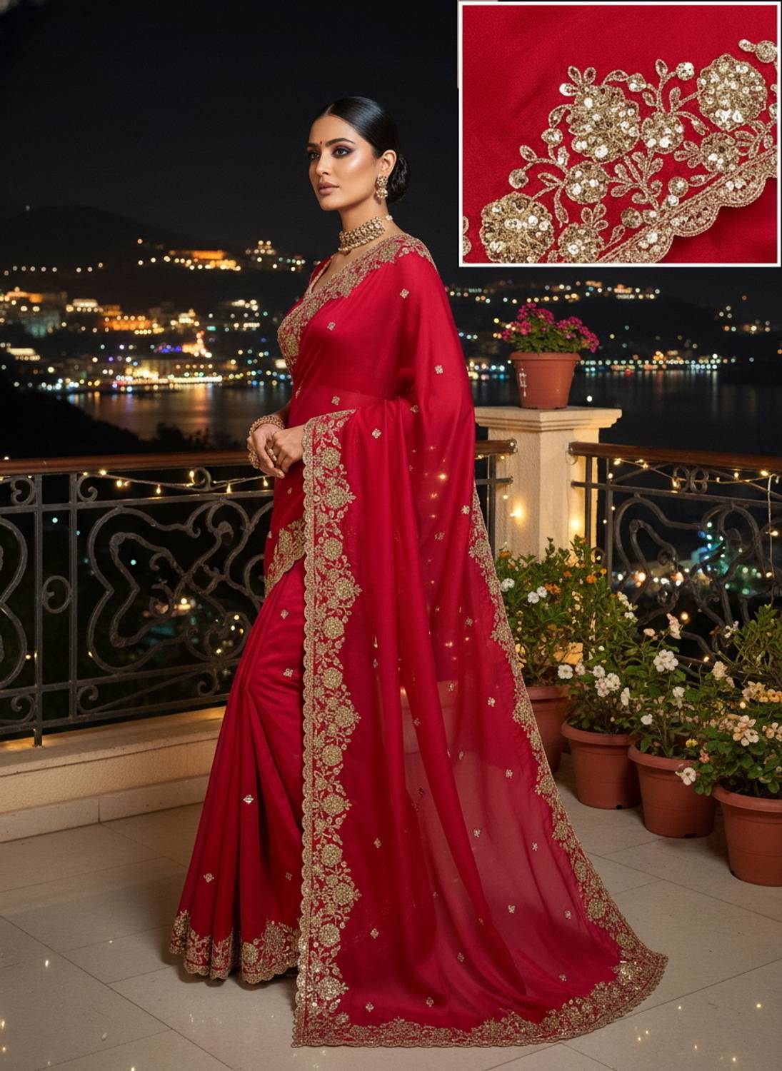 Sariya Embroidered Silk Blend Saree - Image 4