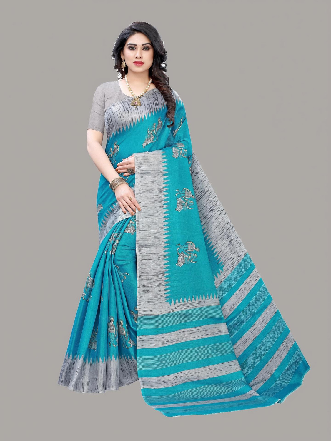 Image of YASHIKA Printed Kalamkari Art Silk Saree
