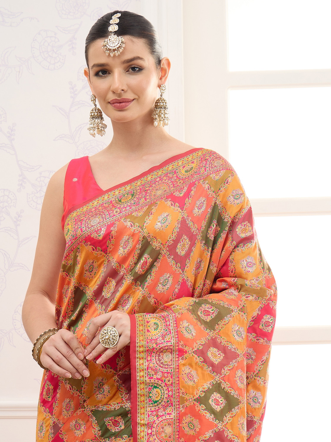 Image of tckty Printed Banarasi Silk Blend Saree