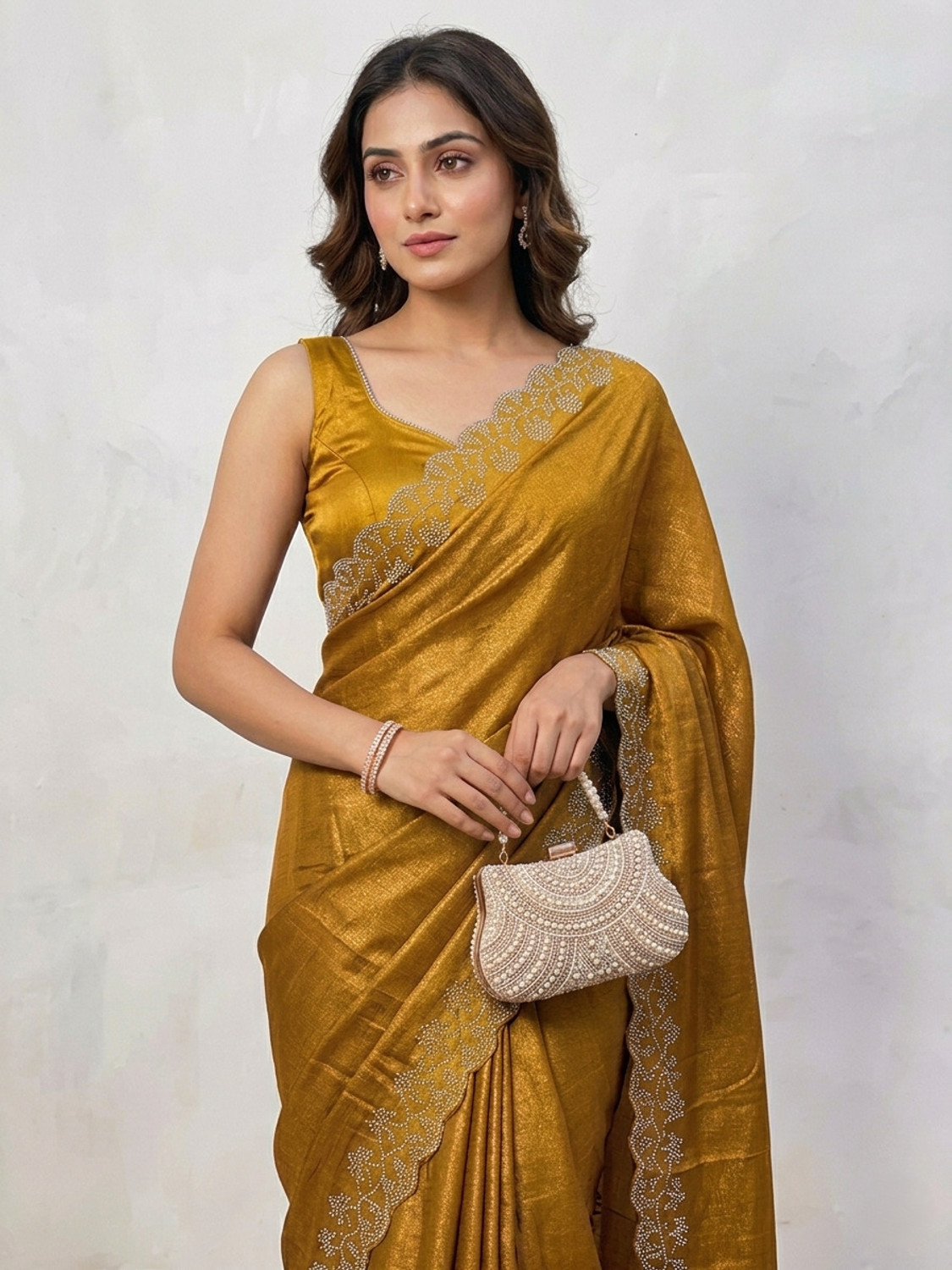 Image of BKTEXTILESS Embellished, Embroidered Bollywood Art Silk Saree