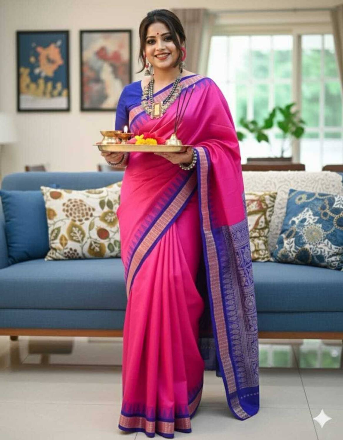Tareni Printed, Geometric Print, Graphic Print Sambalpuri Pure Cotton Saree