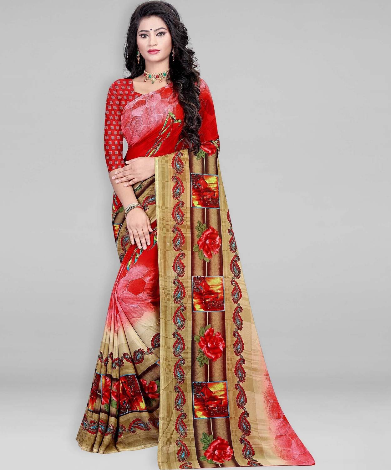 Leelavati Printed Daily Wear Georgette Saree (Multicolor)