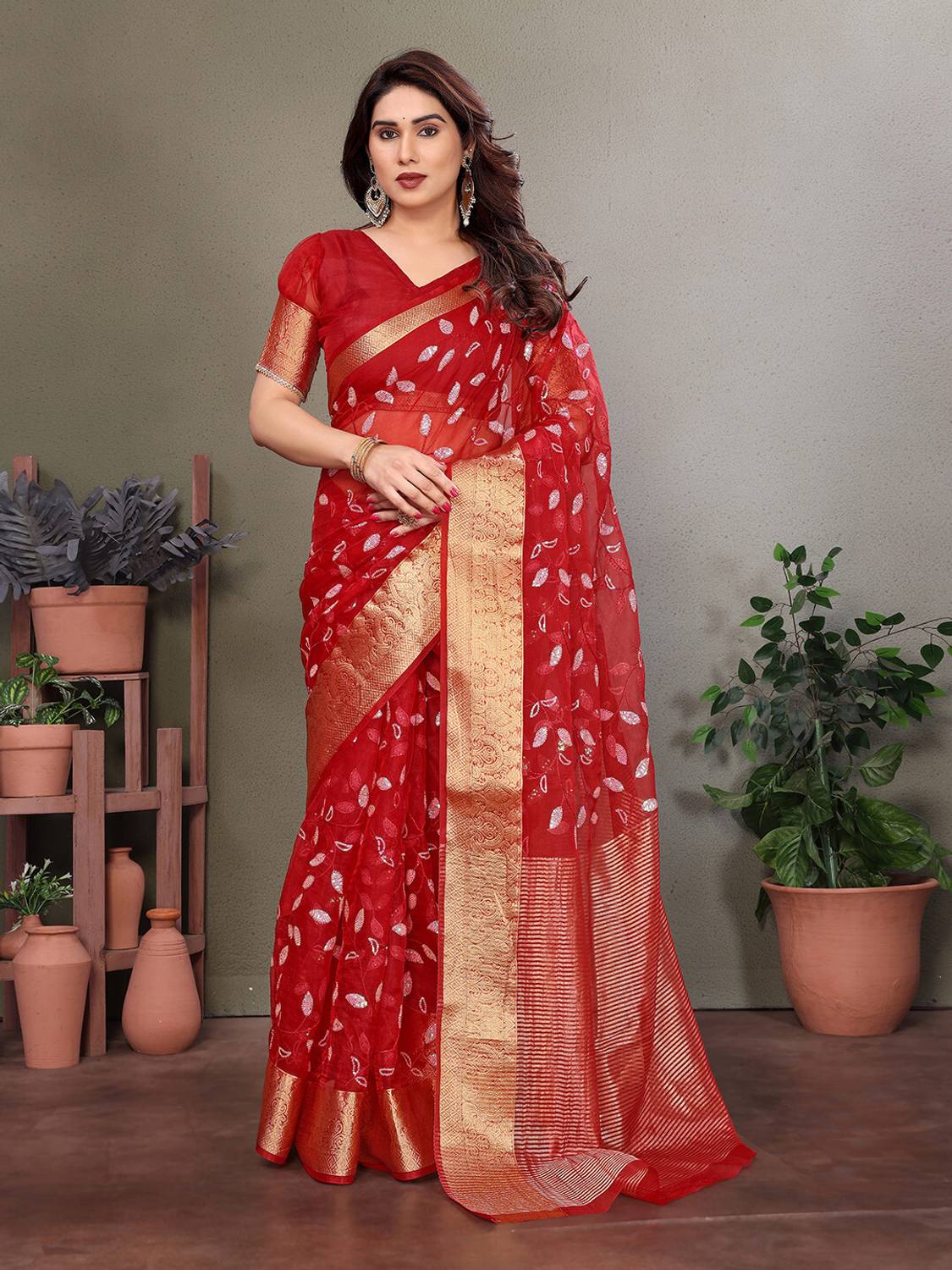 AWESOME Embellished Banarasi Organza Saree