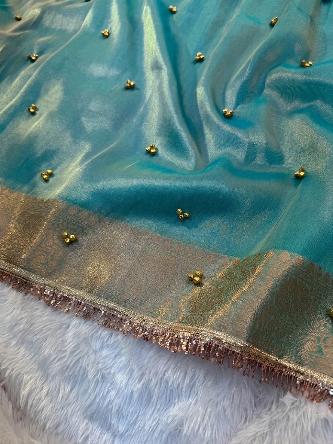 Image of Banaras silk palace Embellished Bollywood Tissue Saree