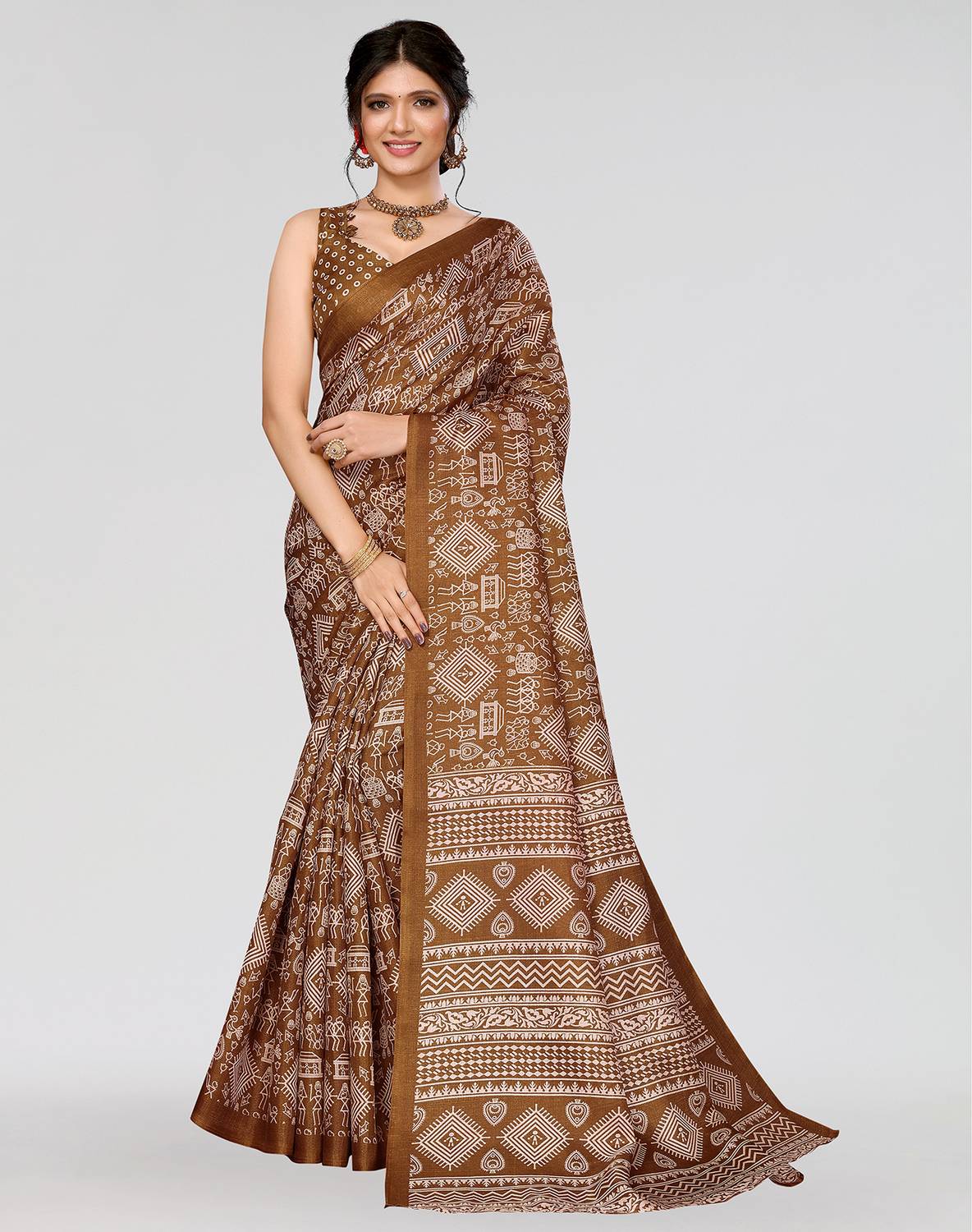 ANIRAV Printed Mysore Art Silk Saree