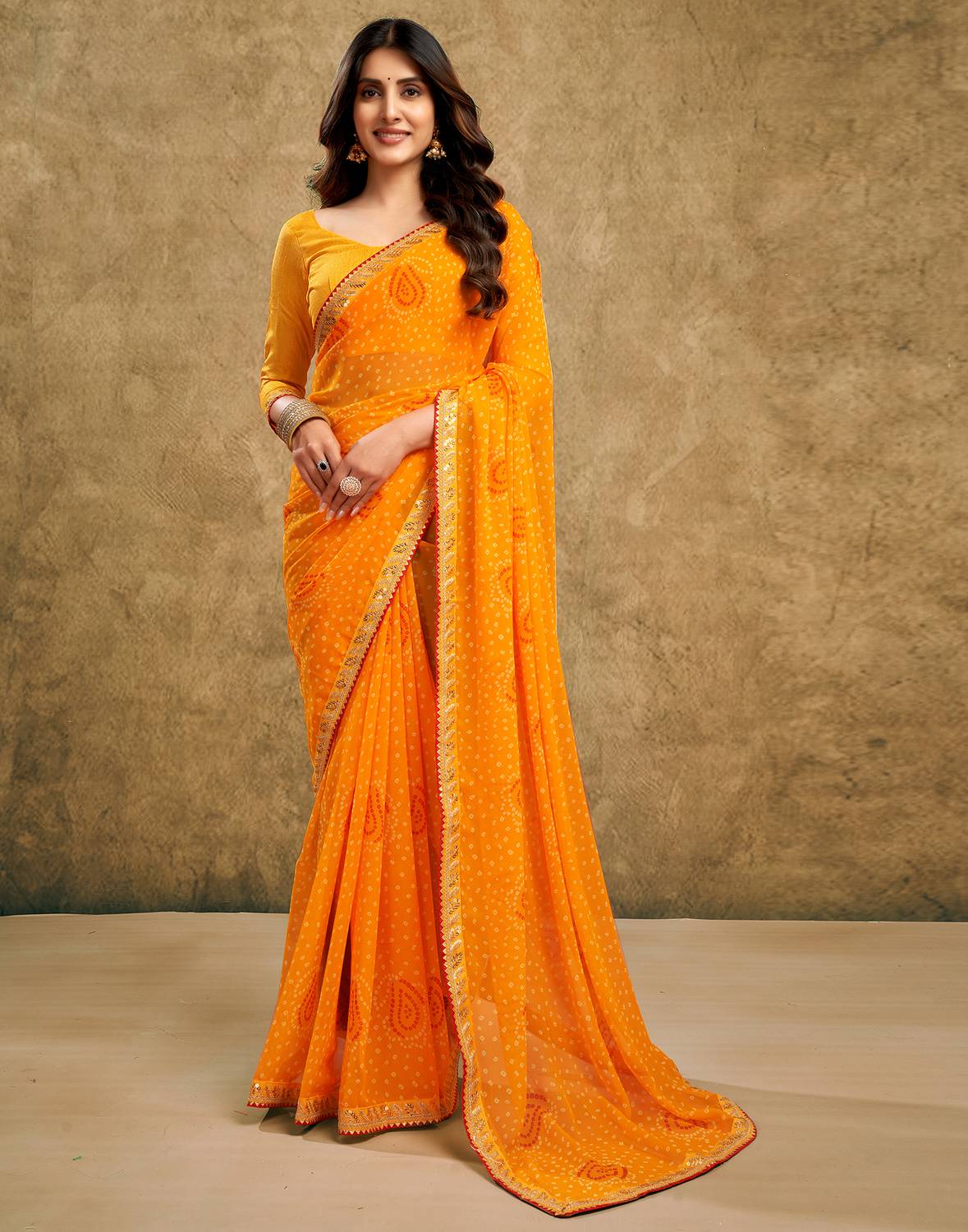 Samah Printed, Embroidered, Embellished Bollywood Georgette, Chif