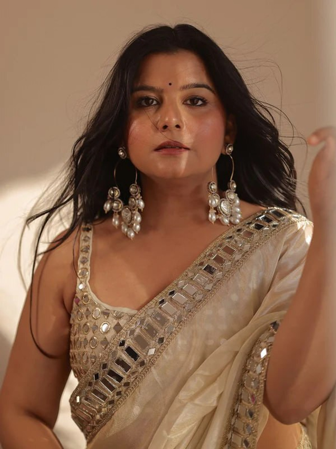 Image of Mortile Designer Studio Embroidered Bhagalpuri Georgette Saree