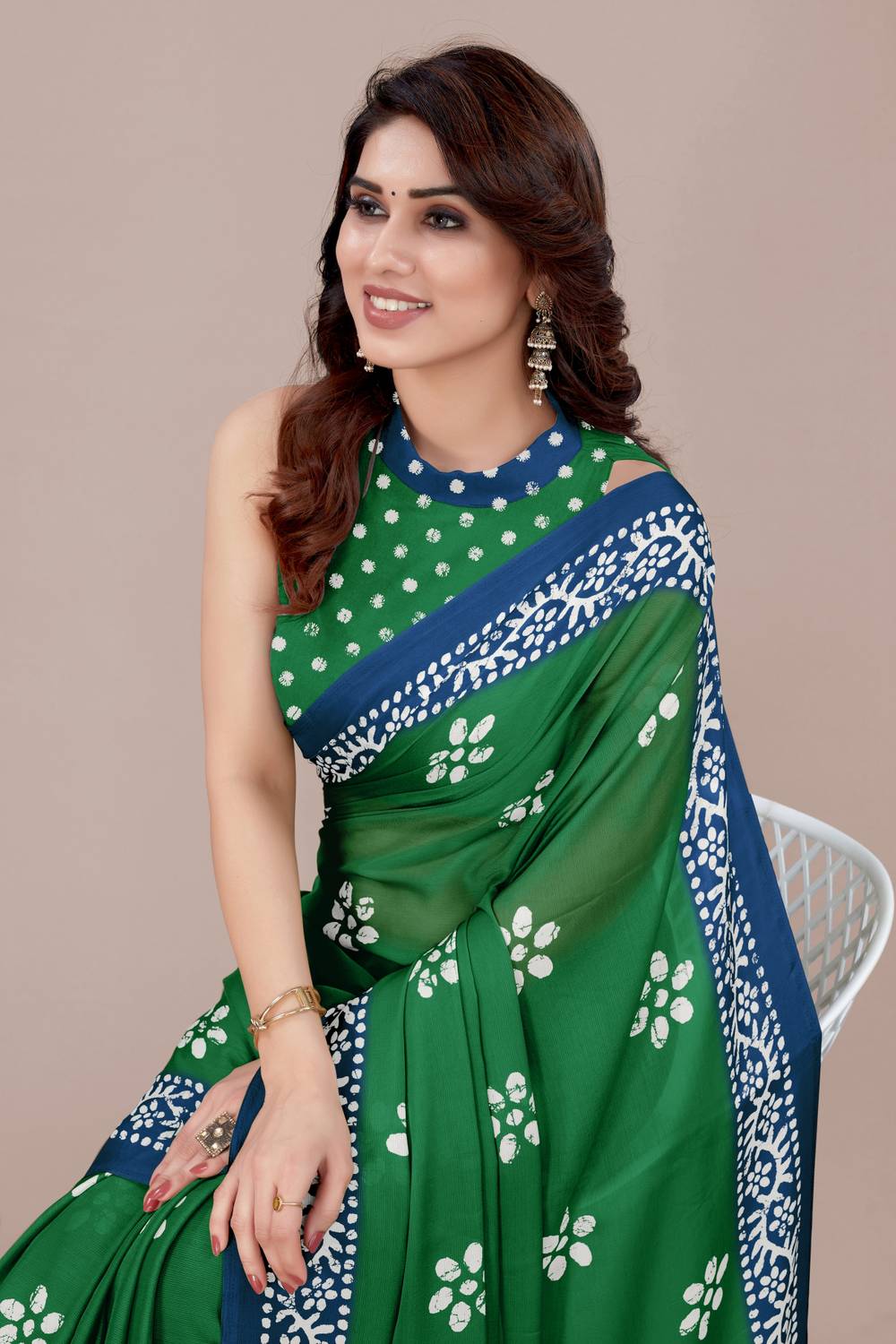 MIRCHI FASHION Printed, Blocked Printed Hand Batik Chiffon, Georg