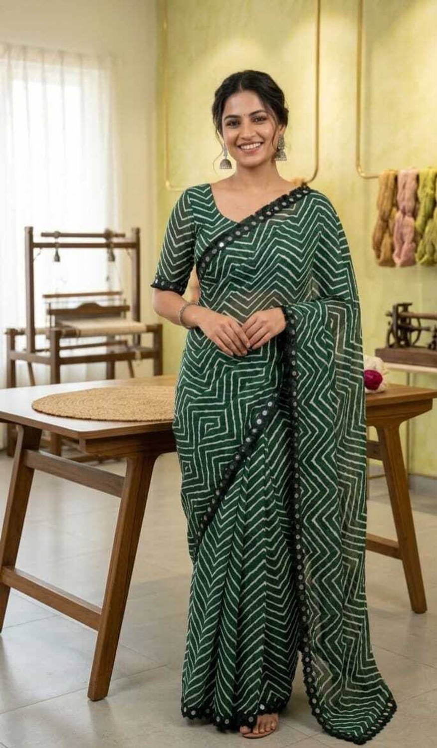 VARUN SILK Printed, Striped Bollywood Georgette Saree