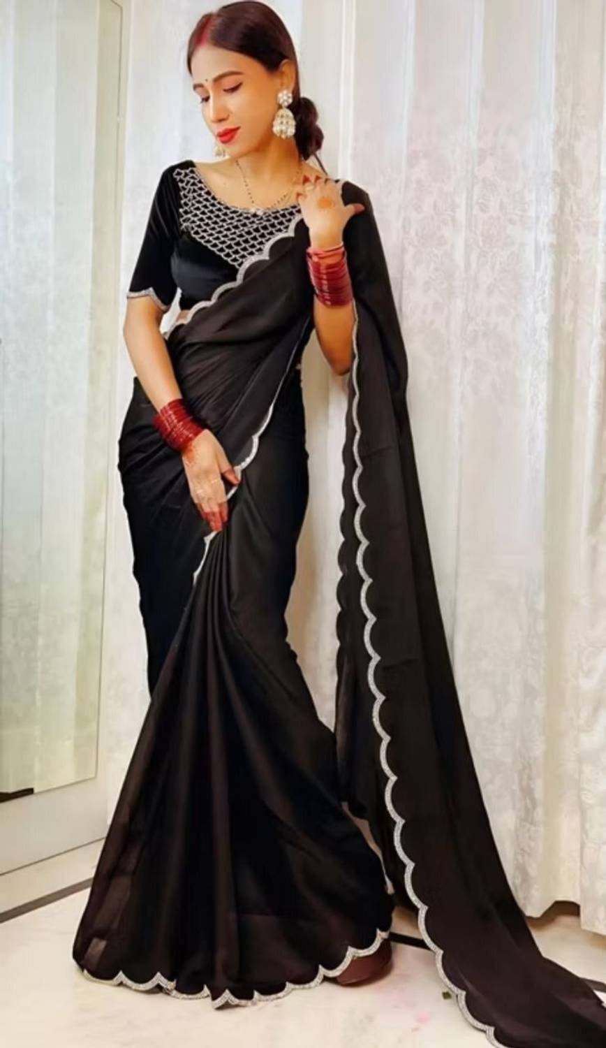 BK COLLECTION Embellished, Embroidered Bollywood Georgette Saree