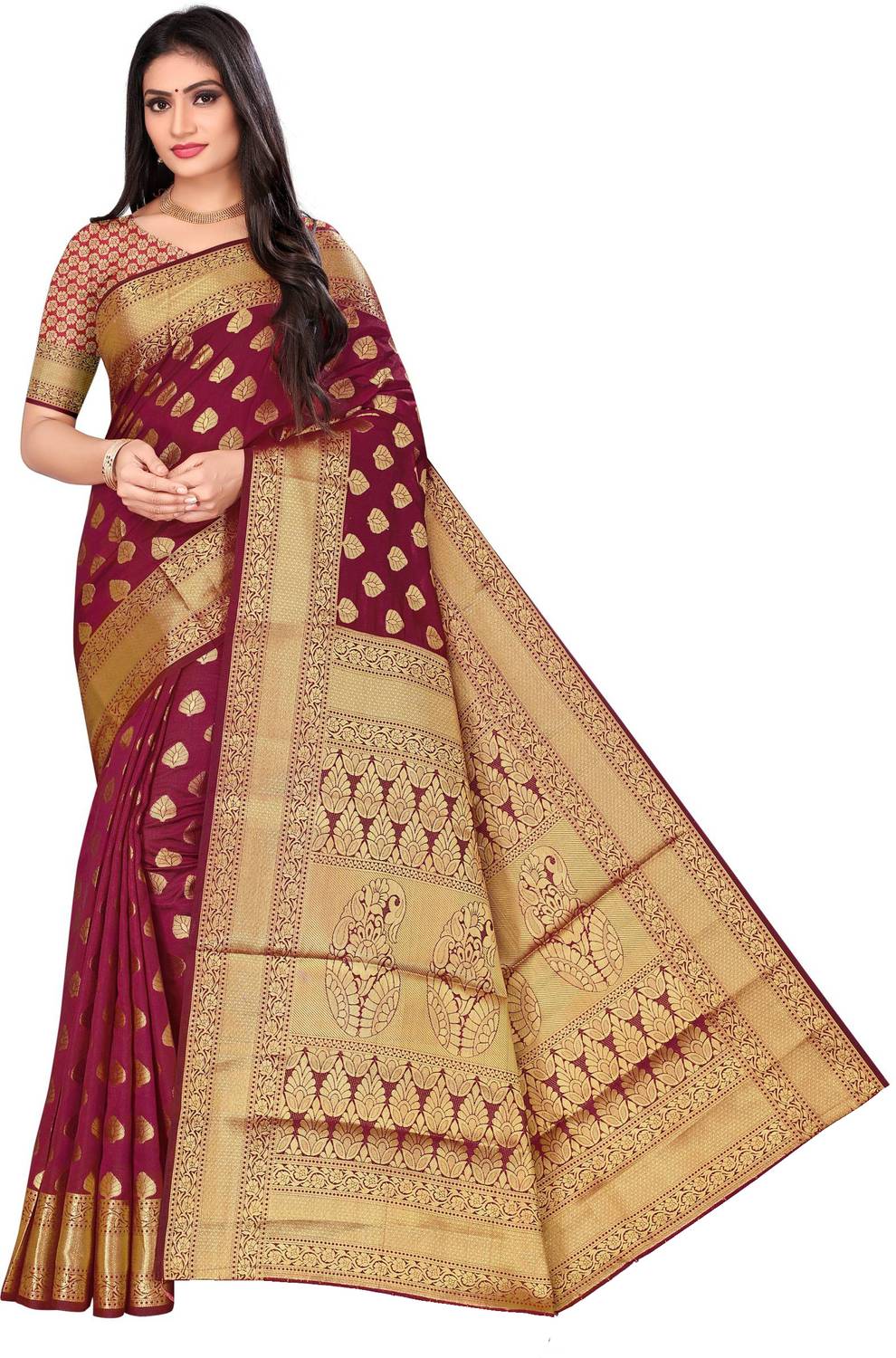 ALAGINI Self Design Banarasi Cotton Silk Saree