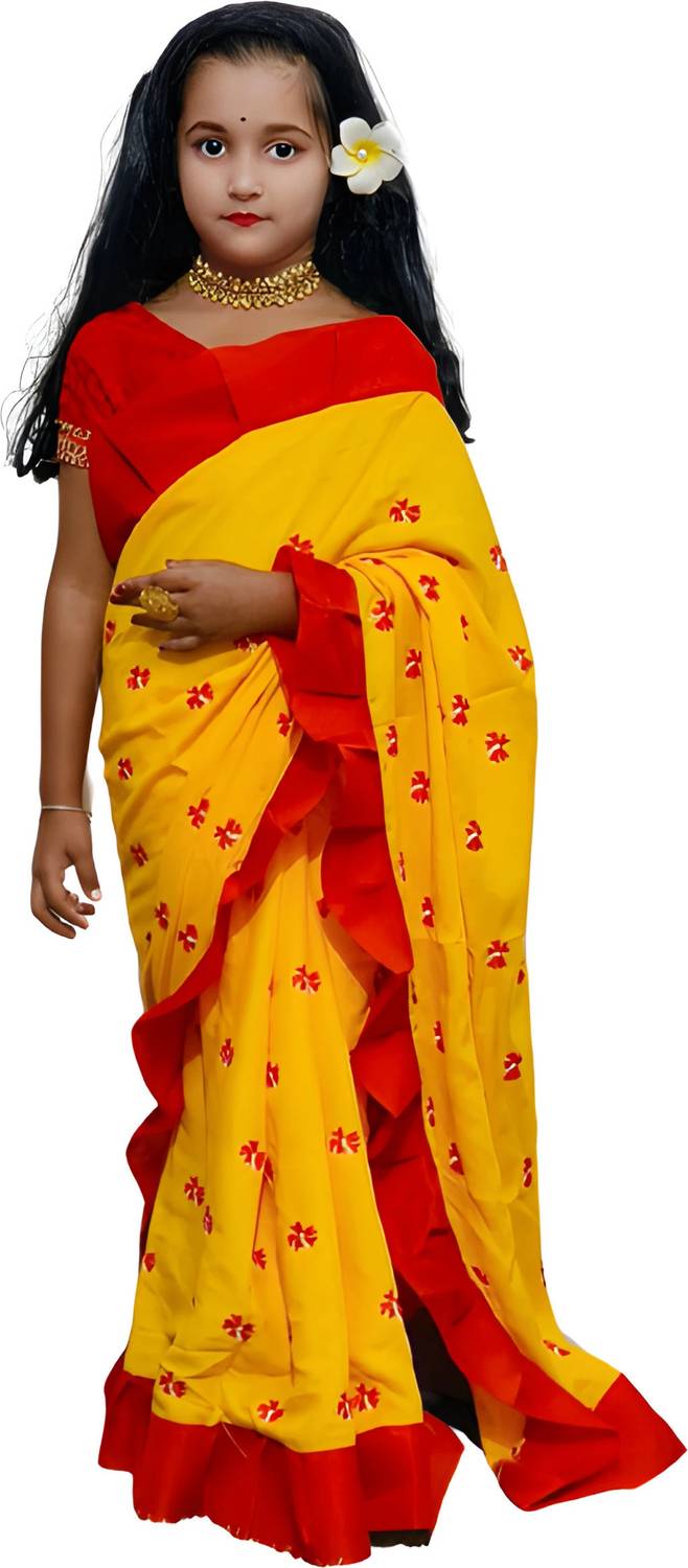 BalikaTextile Embroidered Bollywood Cotton Blend Saree