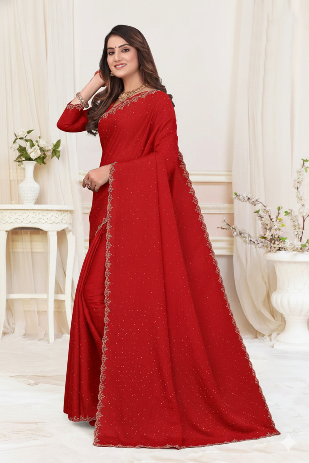 Image of TIGERSNAKE Embroidered Baluchari Georgette Saree