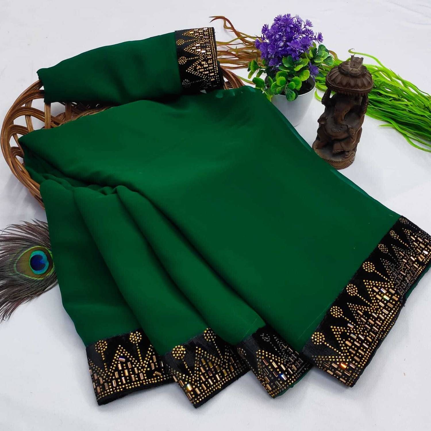 Banarasi wala Embellished, Self Design, Solid/Plain Bollywood Geo