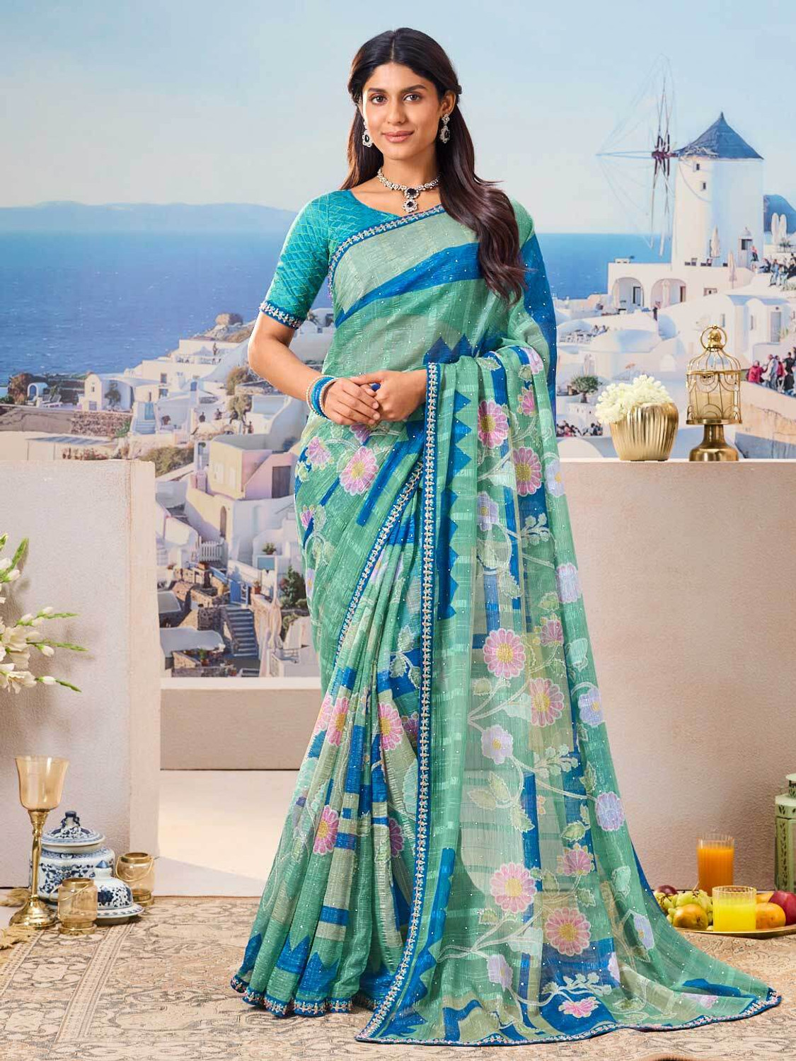 Image of Laxmipati sarees Printed Bollywood Chiffon Saree