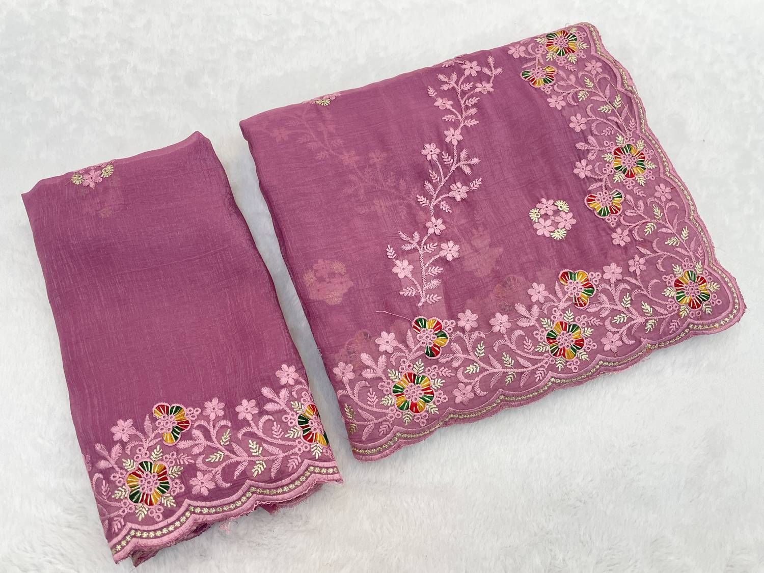 niesha fashion Embroidered Bollywood Shifon Sari - Image 3