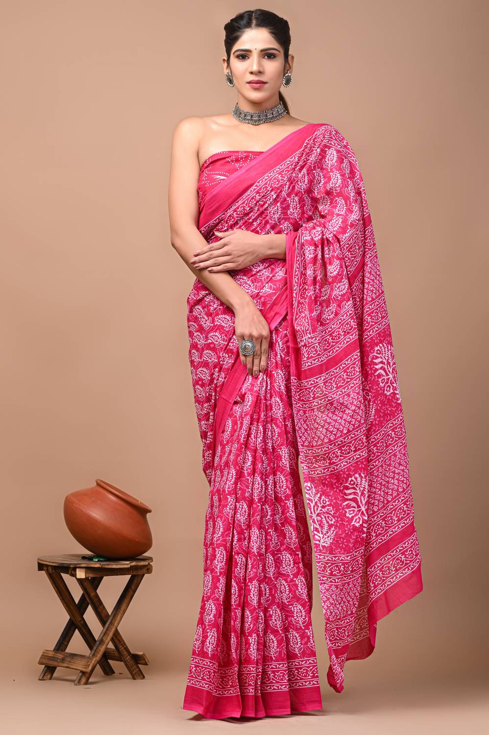 Jashvita Printed, Color Block, Blocked Printed Kalamkari Pure Cot