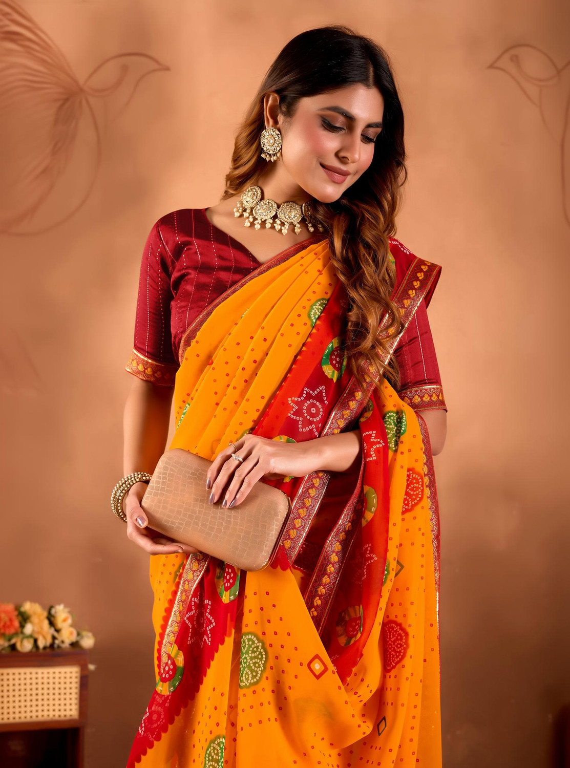 Image of BHAGYAVATI DESIGNER Printed Bandhani Art Silk Saree