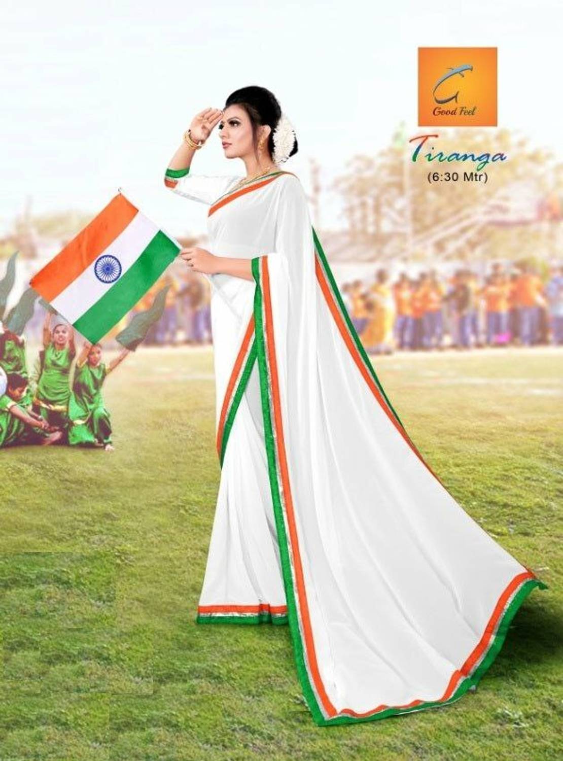 Veer Vision Embroidered, Dyed, Striped Bollywood Georgette Saree