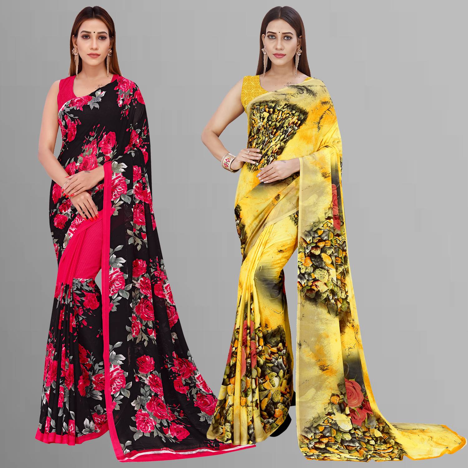Anand Sarees Floral Print, Printed Daily Wear Georgette Saree