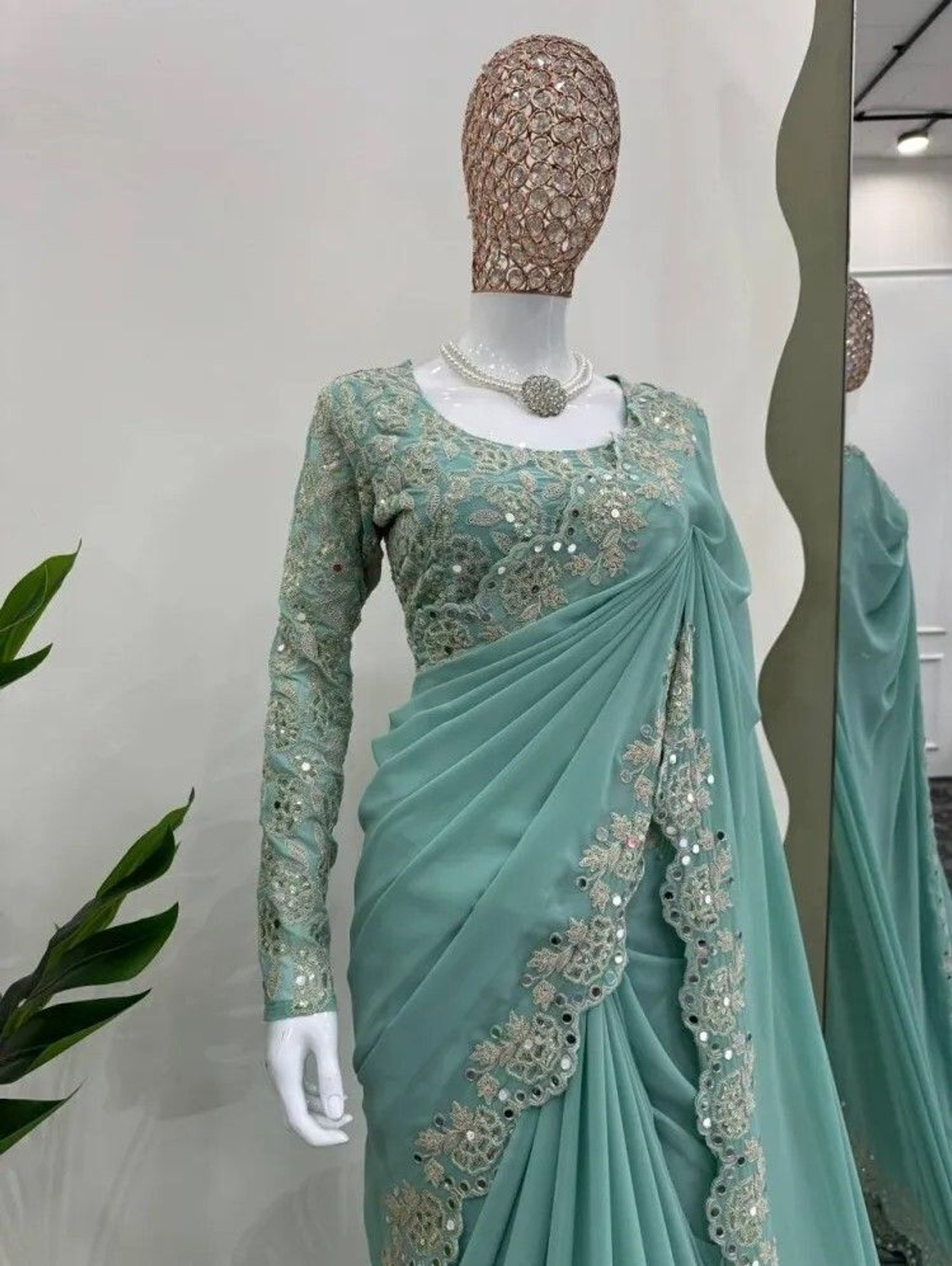 Image of Brahmani Creation Embroidered Bollywood Georgette Saree