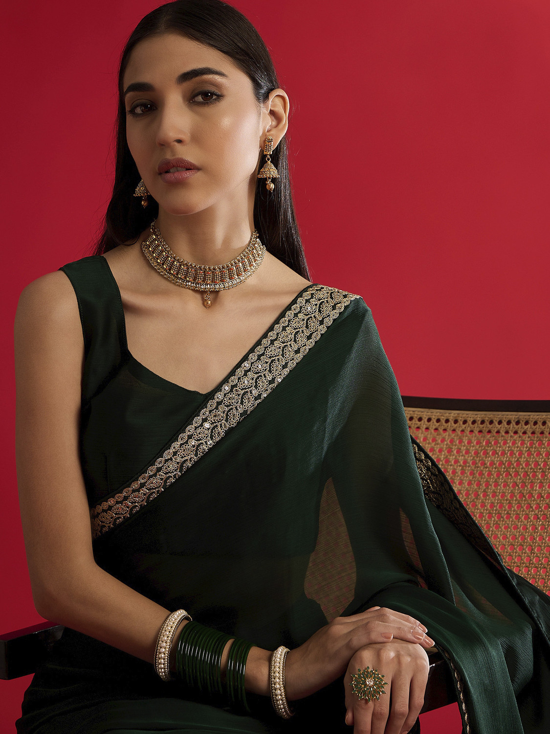 Image of Sareemall Embellished Bollywood Satin Saree