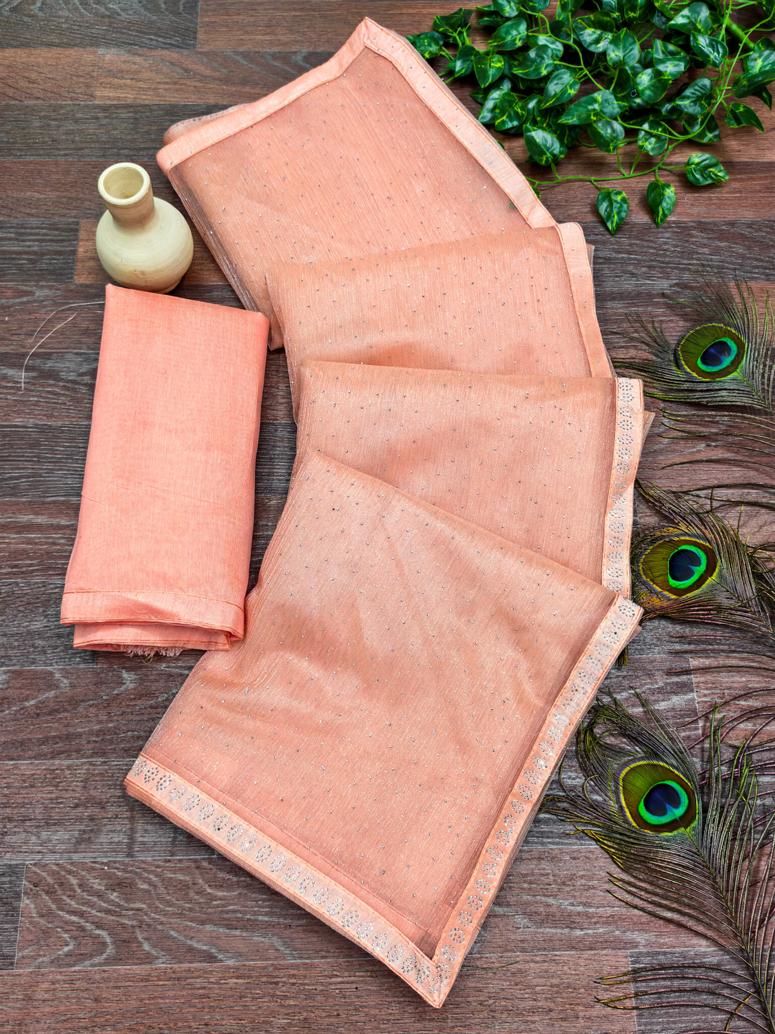 Image of Anand Sarees Embellished, Self Design, Solid /Plain Bollywood Net Saree