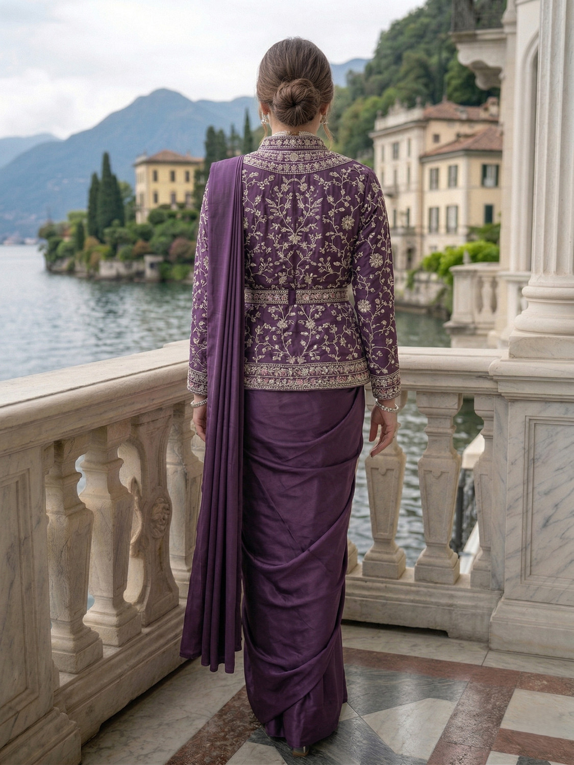 Image of THENandi Solid /Plain Pre Draped Saree Satin Saree