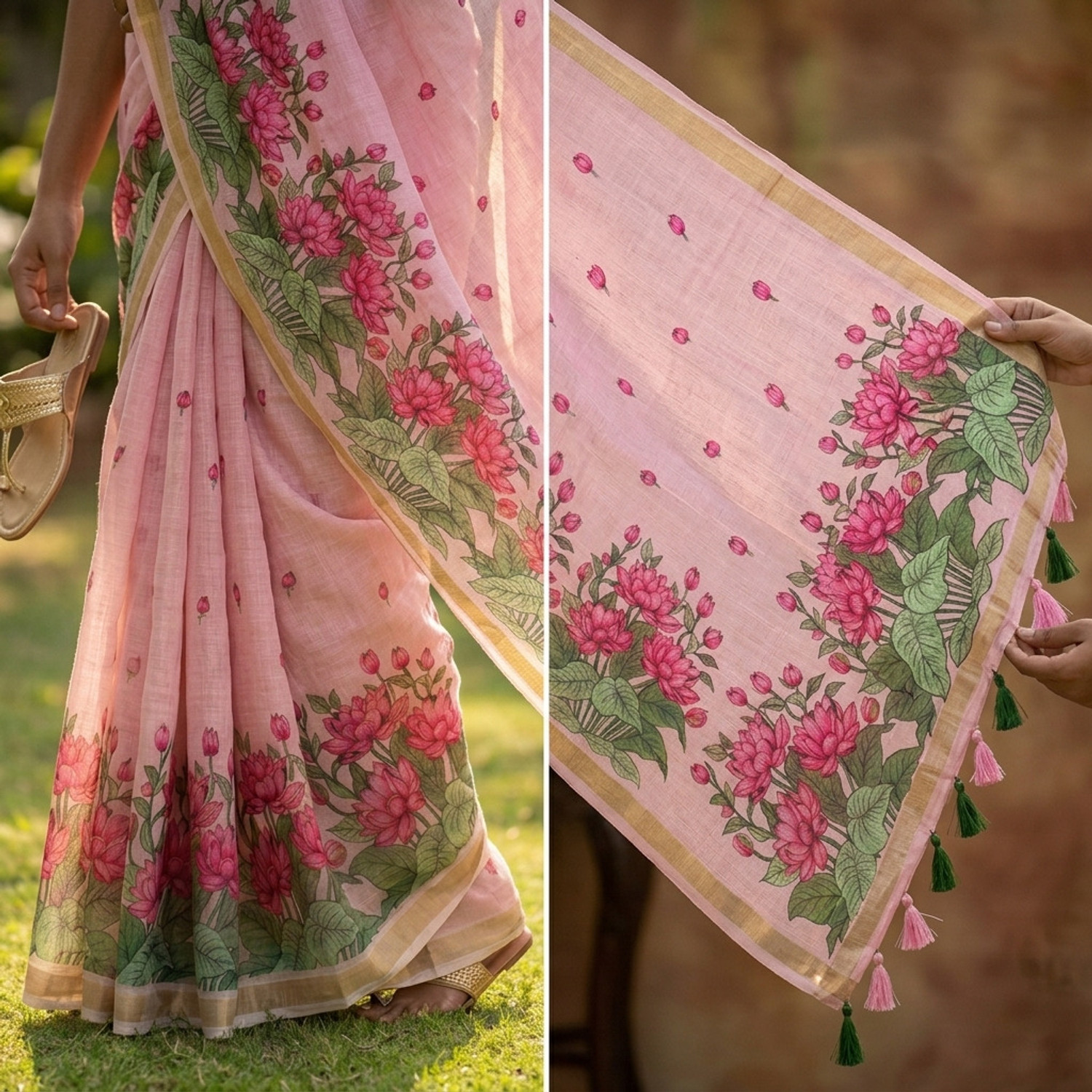 Image of KASTURI Printed Bollywood Linen Saree