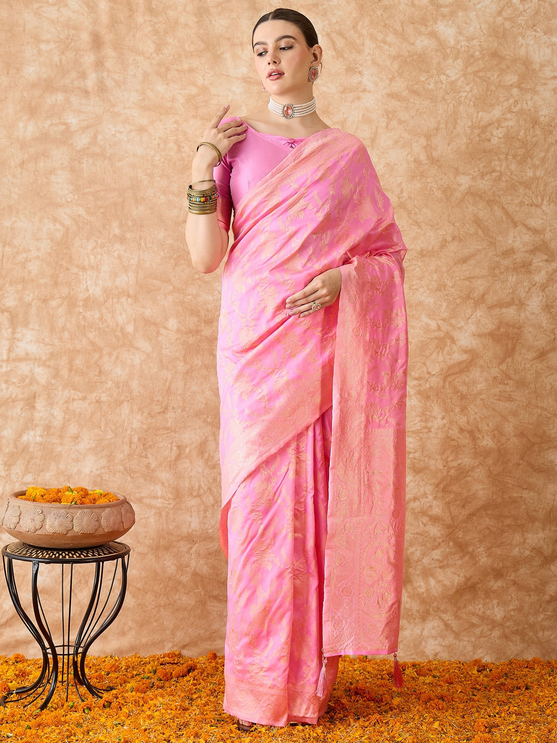 Image of HERE&NOW Embellished Bollywood Silk Blend Saree