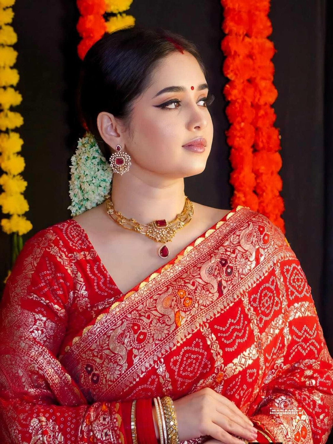 Image of Gajj kesari Woven, Printed Banarasi Pure Silk Saree