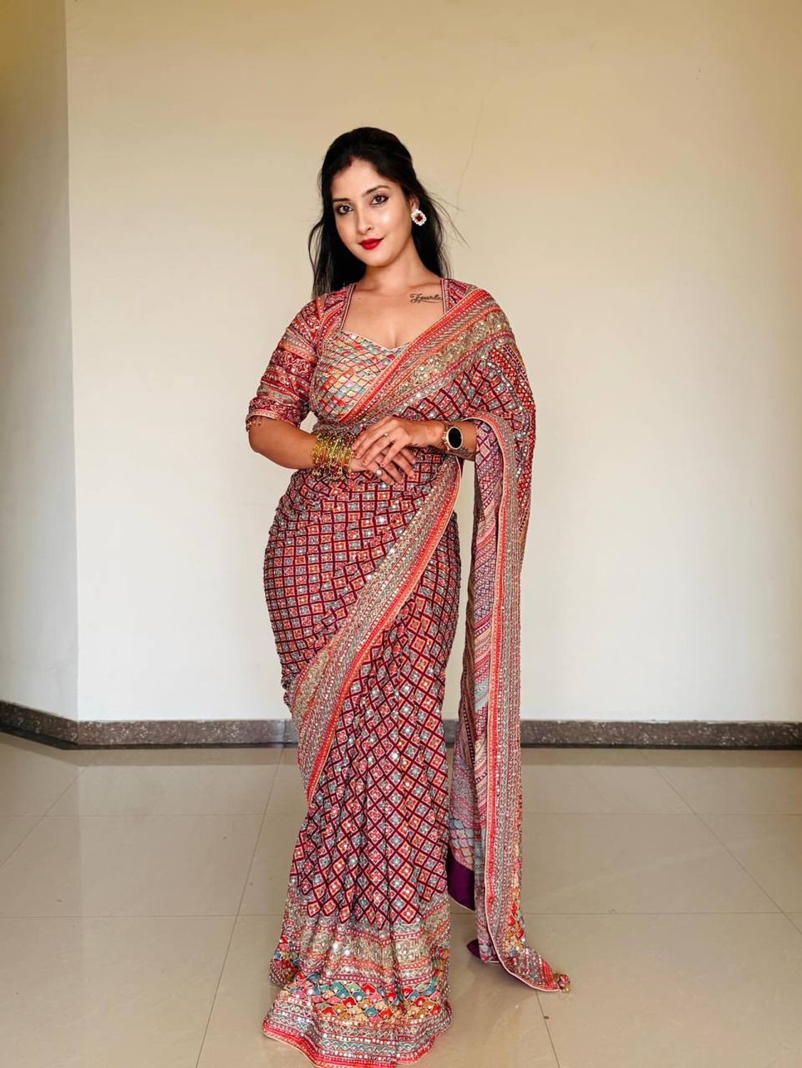Image of Spetila Printed Bollywood Georgette Saree (Multicolor)