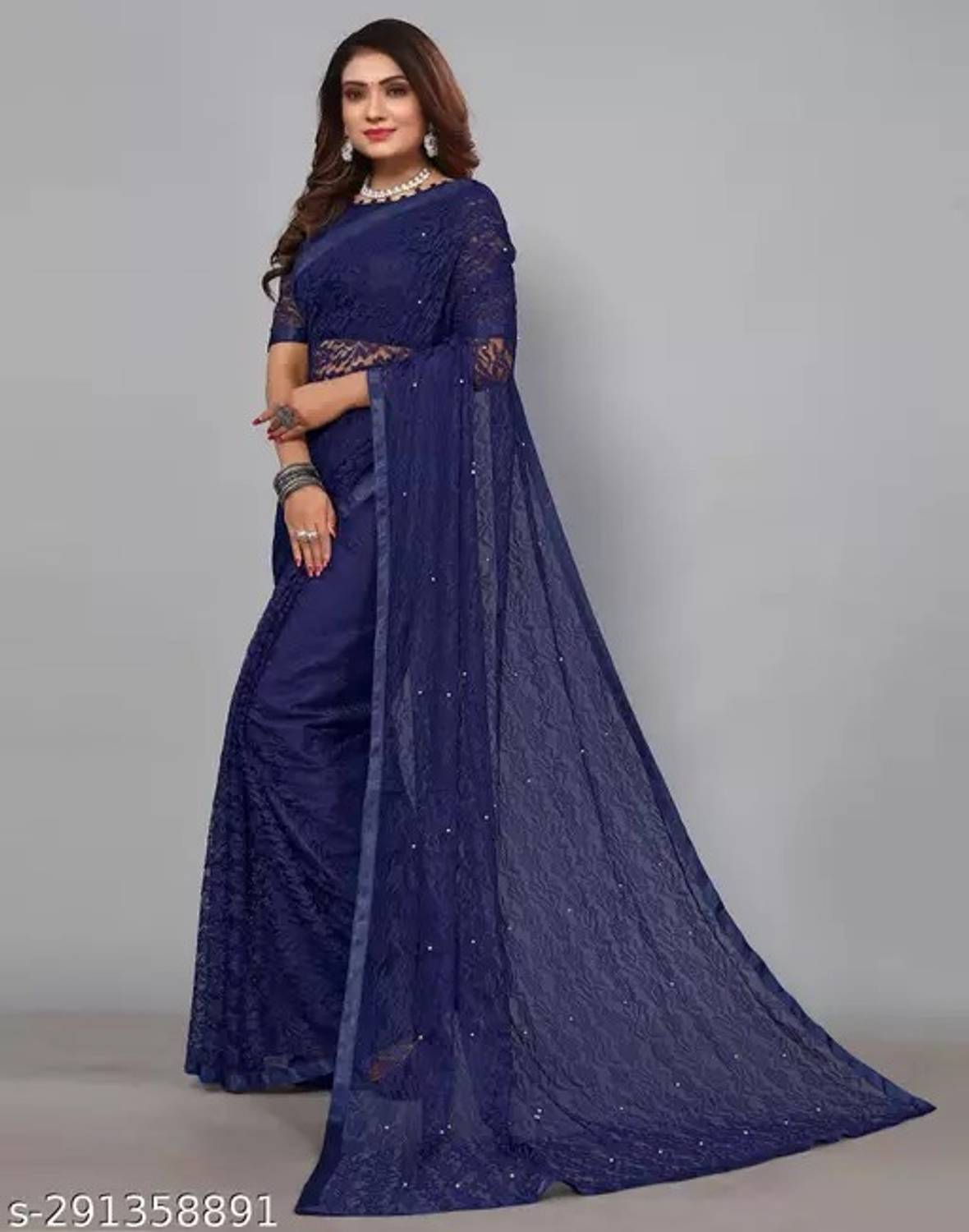 Vragi Self Design Bollywood Net Saree