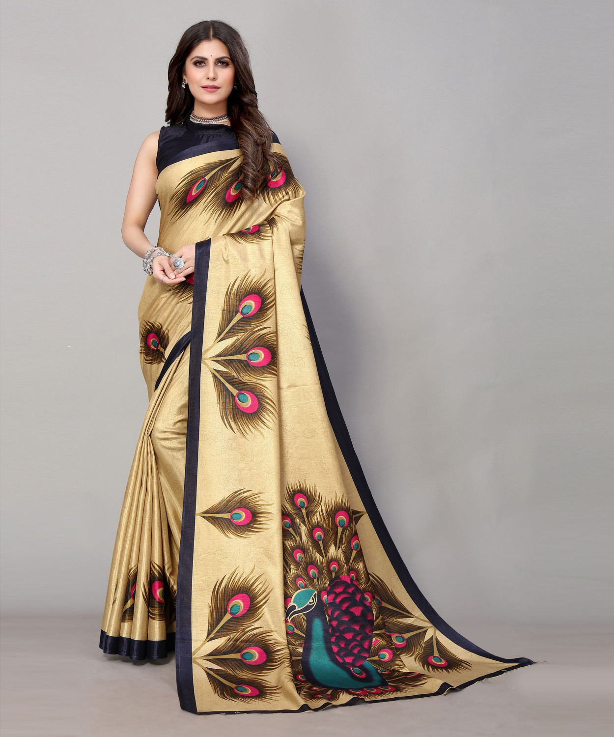 Image of Priyashi Digital Print, Printed, Self Design Mysore Art Silk Saree (Pack of 2, Multicolor)