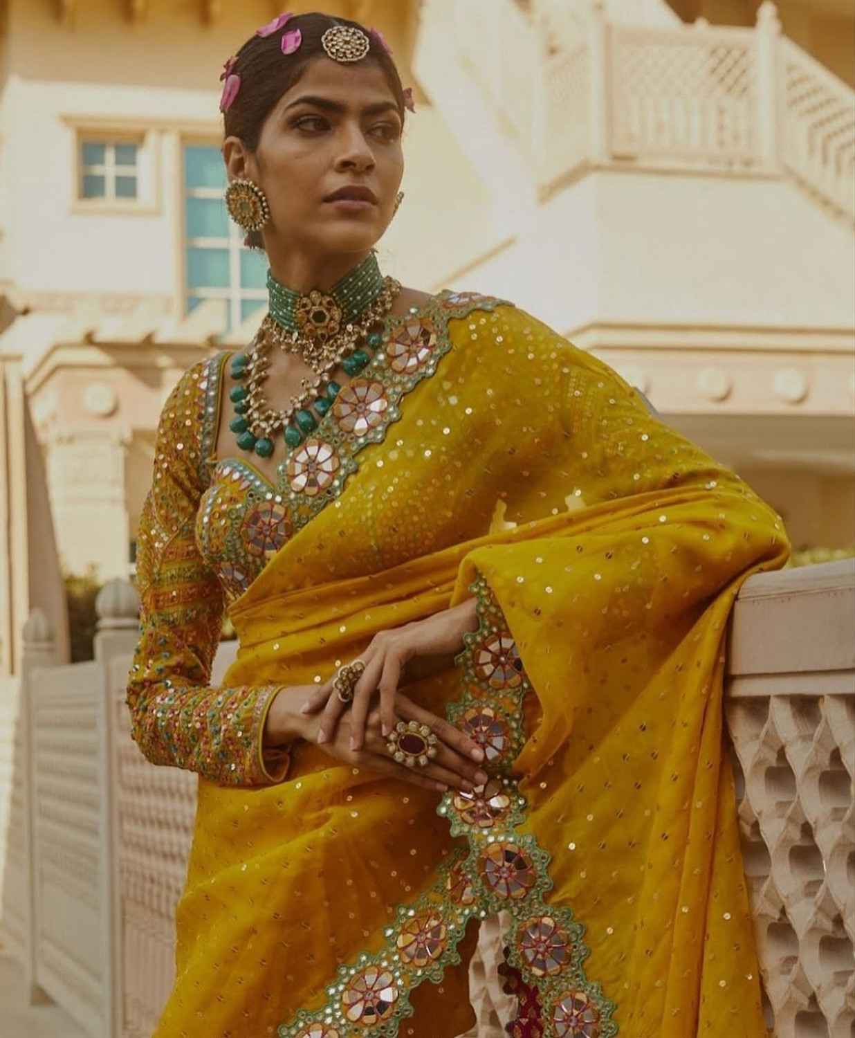 Image of R K ENTERPRISE Embellished Bollywood Georgette Saree