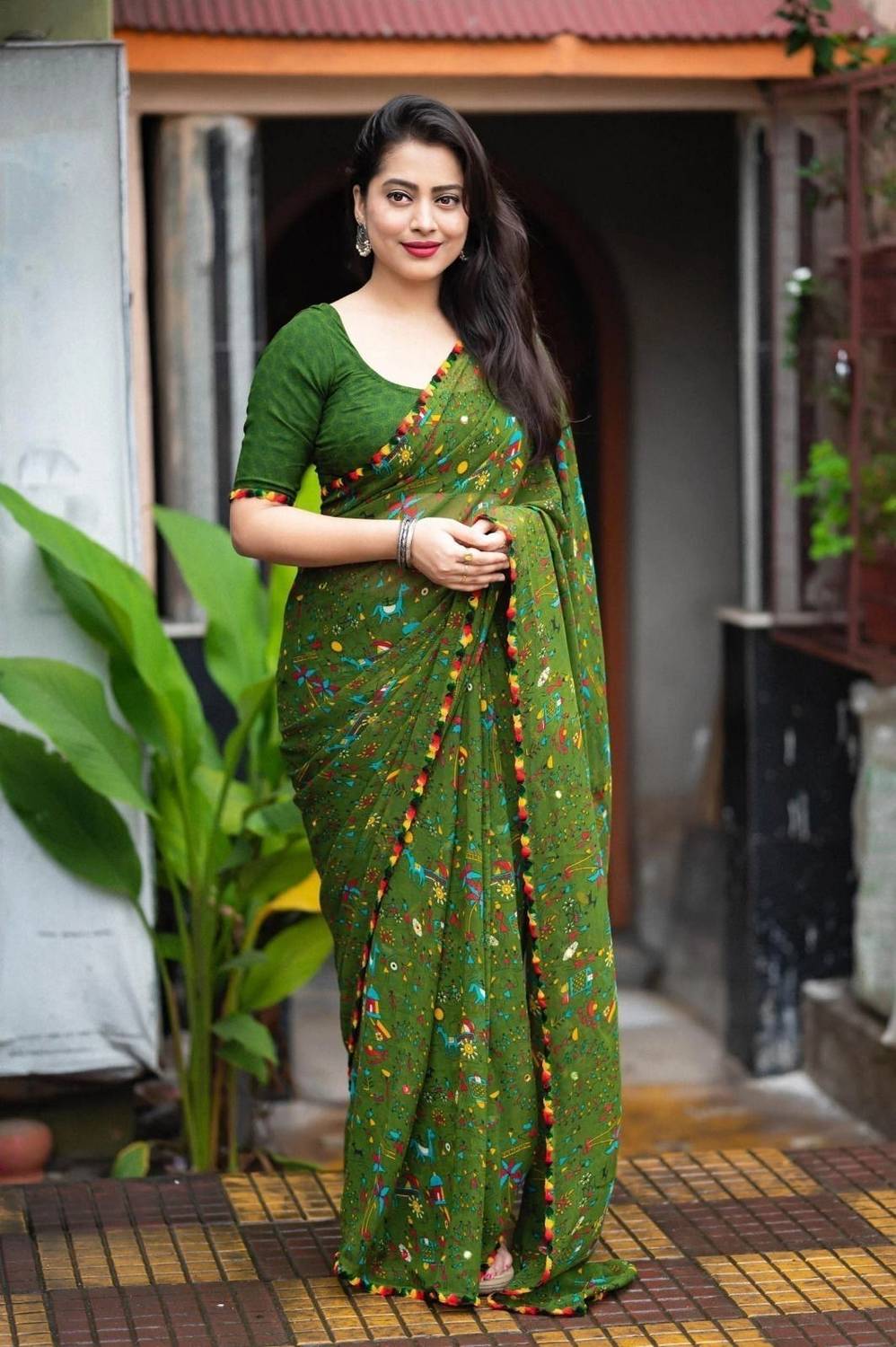 TEN R Printed, Digital Print, Self Design Bollywood Georgette, Pu