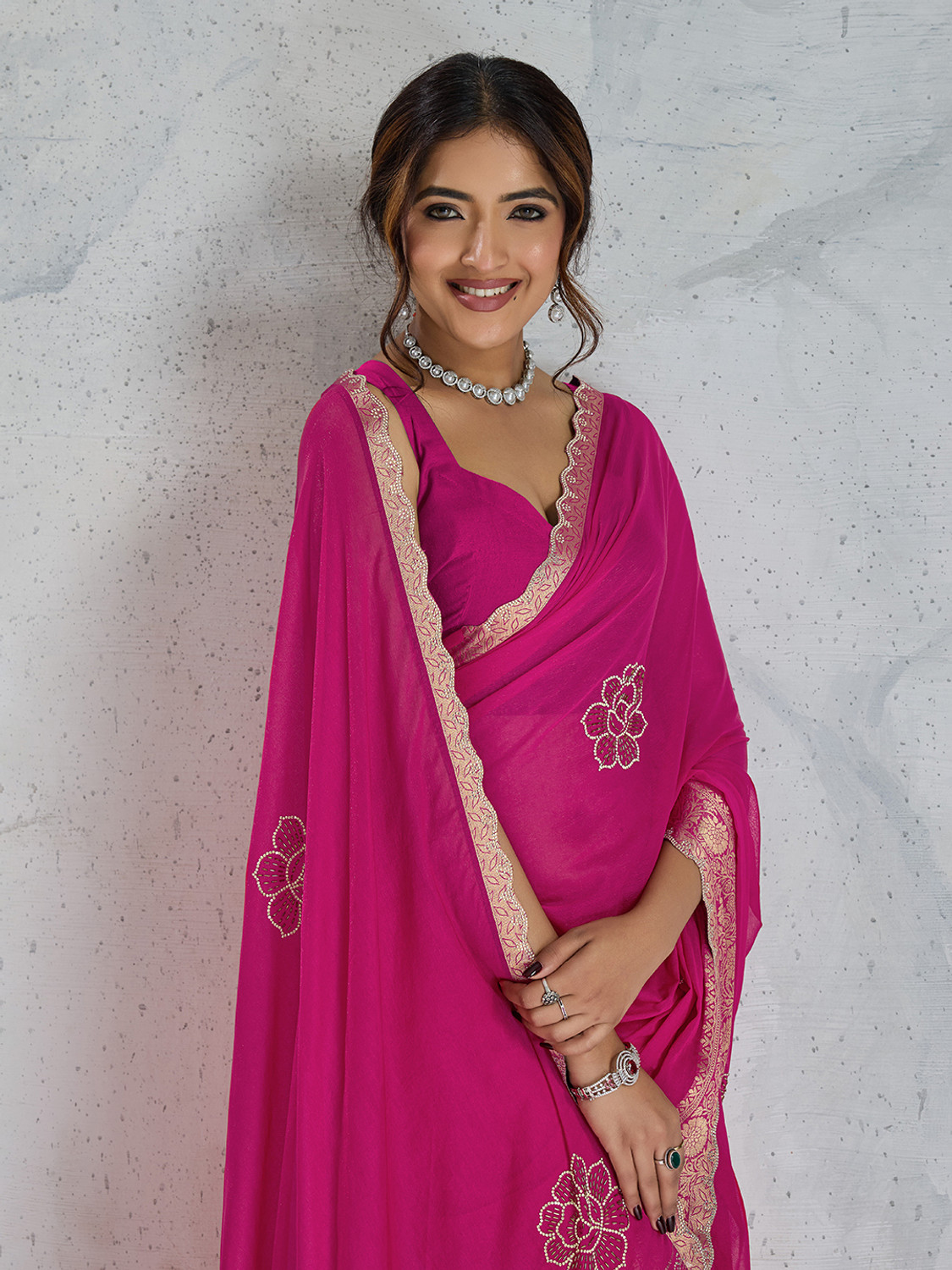 Image of SOHINI NX Embellished Banarasi Chiffon Saree