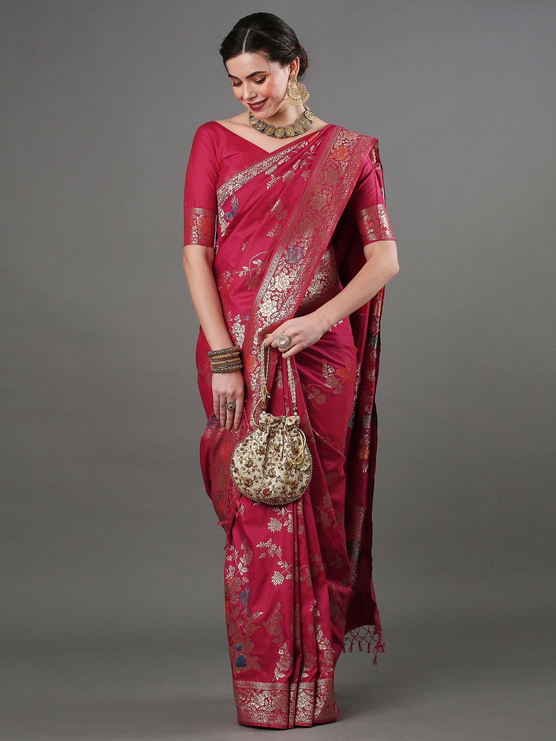 Image of Sareemall Woven Banarasi Silk Blend Saree