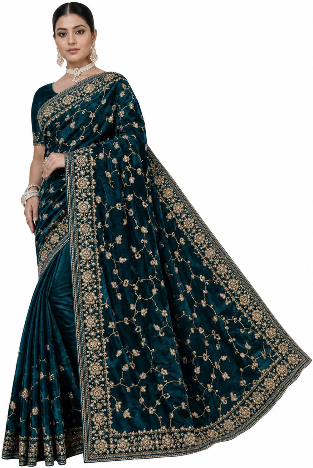 AACHCHHADAN Embroidered Bollywood Chiffon Saree