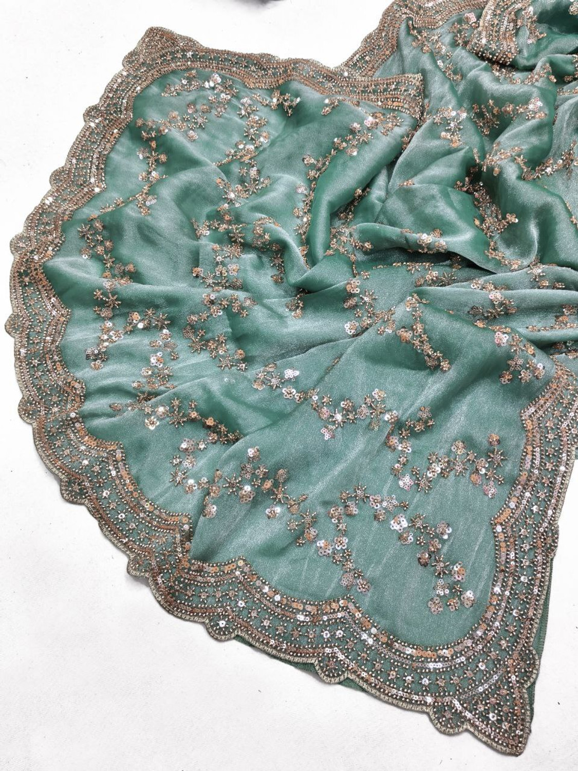 Image of GEZREL Embellished Bollywood Organza Saree